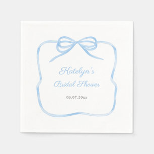 Something Blue Coquette Bow Bridal Shower Party Napkin
