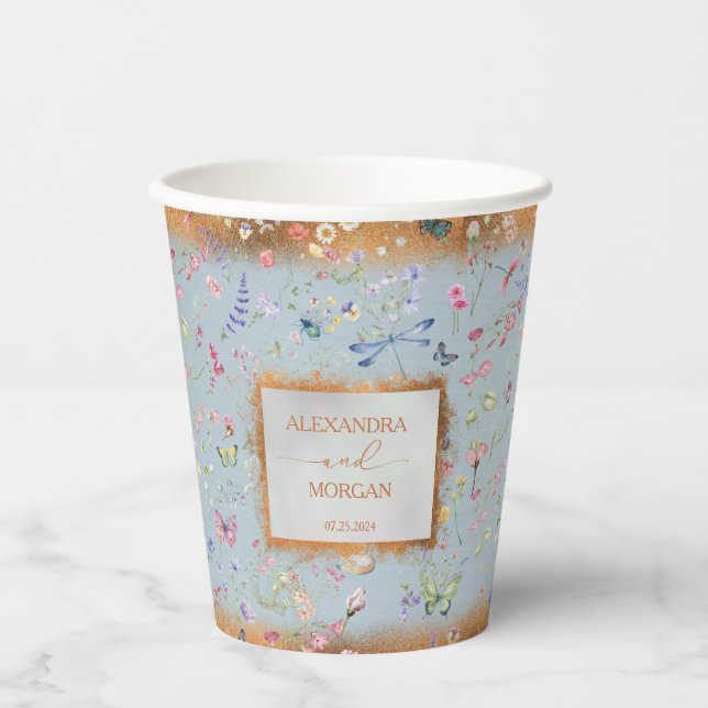 Something Blue Elegant Wildflower Paper Cups (Front)