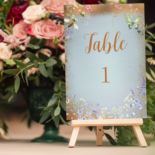 Something Blue Elegant Wildflower Table Number (Creator Uploaded)