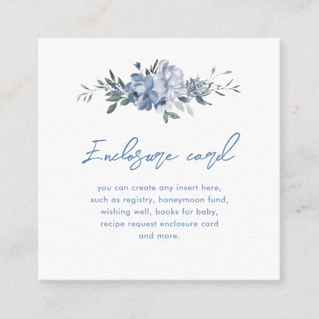 Something Blue Floral Bridal Shower Enclosure Card (Front)