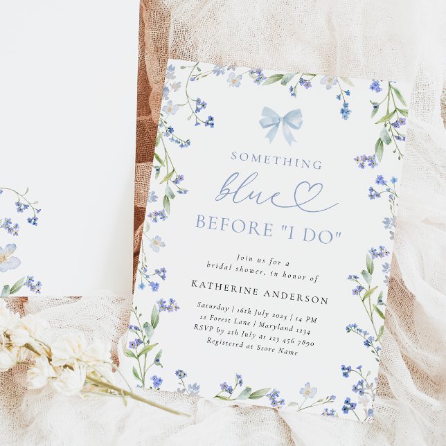 Something Blue Floral Bridal Shower Invitation (Creator Uploaded)