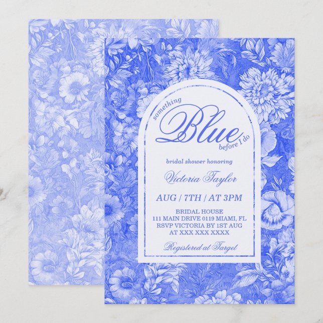 Something Blue Floral Bridal Shower Invitation (Front/Back)