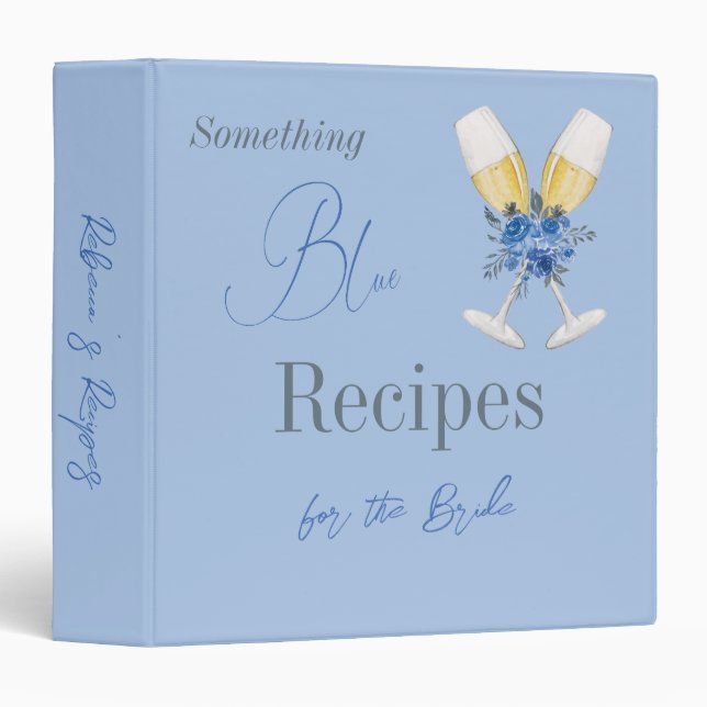Something Blue Floral Bridal Shower Recipe Binder (Front/Spine)