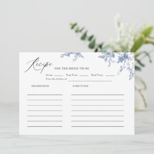 Something Blue Floral Bridal Shower Recipe Invitation