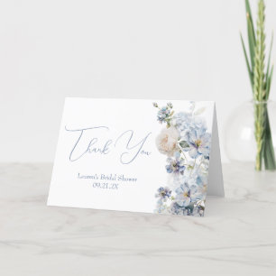 Something Blue Floral Bridal Shower Thank You Card