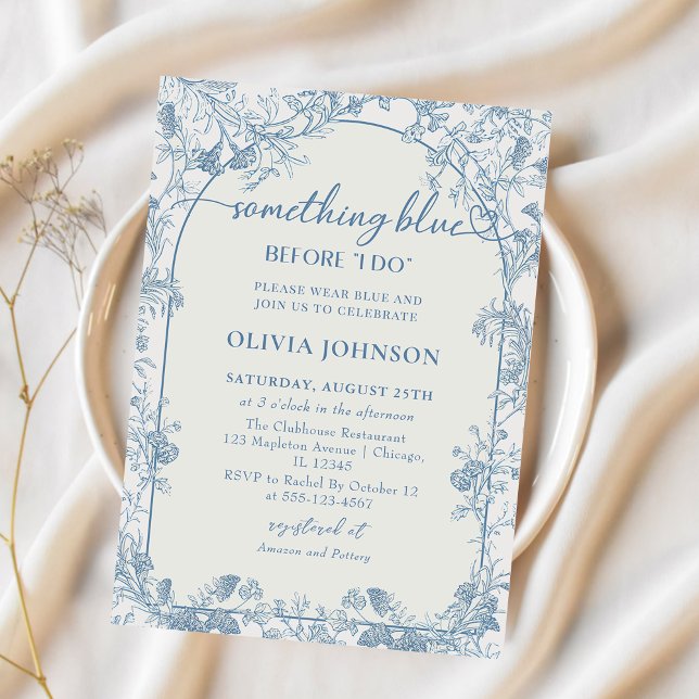 Something Blue Floral Chinoiserie Bridal Shower Invitation (Creator Uploaded)