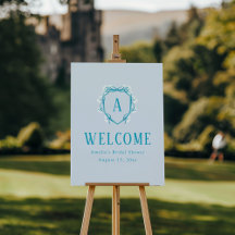 Something Blue Floral Crest Bridal Shower Welcome