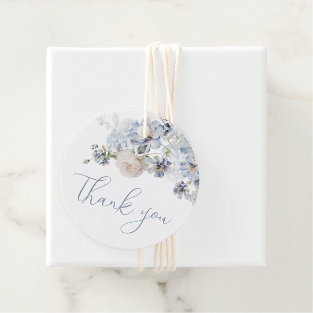 Something Blue Floral Favour Tags (In Situ)