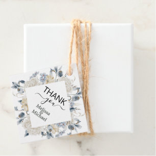 SOMETHING BLUE FLORAL FRAME WEDDING Favour Tags