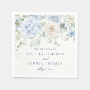 Something Blue Floral Hydrangea Decor Wedding Napkin