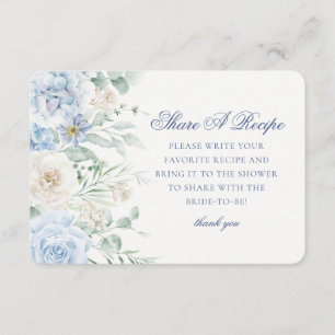Something Blue Floral Hydrangea Share A Recipe Enclosure Card