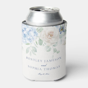Something Blue Floral Hydrangea Wedding Can Cooler