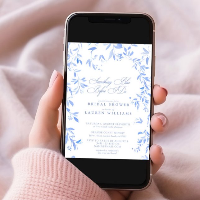 Something Blue Floral Script Bridal Shower Invitation (Creator Uploaded)