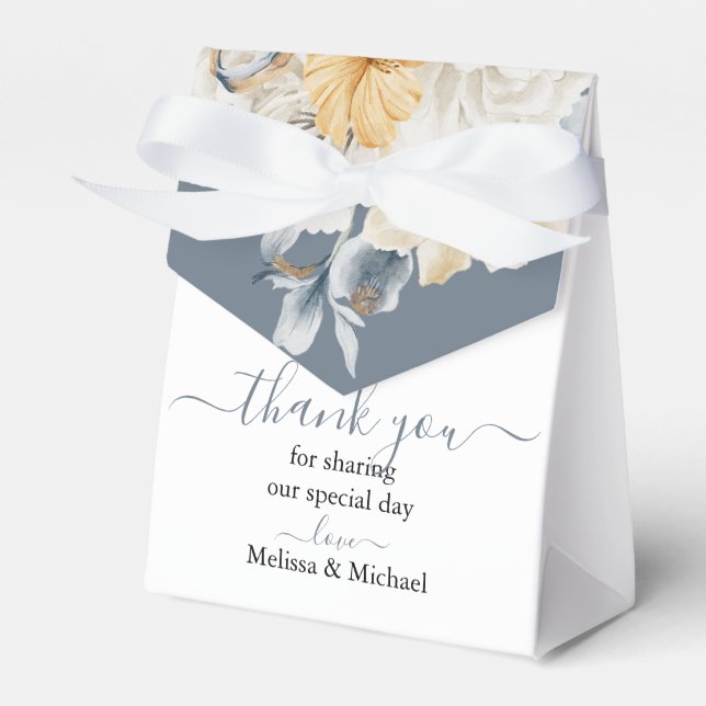 SOMETHING BLUE - FLORAL Wedding  Favor Box (Front Side)