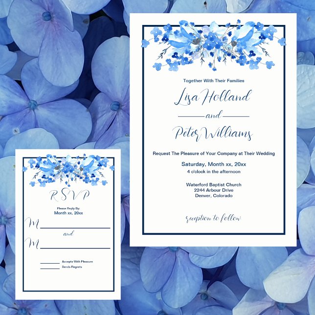 Something Blue, Floral, Wedding Invitation (Creator Uploaded)