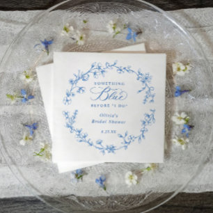 Something Blue French Toile Wreath Bridal Shower Napkin