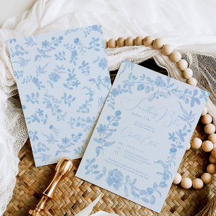 Something blue french vintage floral bridal shower invitation