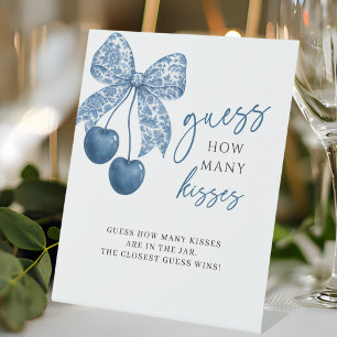 Something Blue Guess How Many Kisses Bridal Shower Pedestal Sign