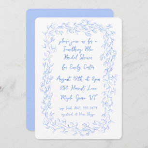 Something Blue Hand Drawn Botanical Frame Elegant Invitation