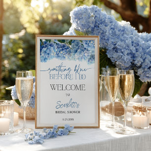 Something Blue Hydrangea Bridal Shower Welcome Poster