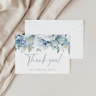 Something Blue Hydrangea Bridal Thank You Card