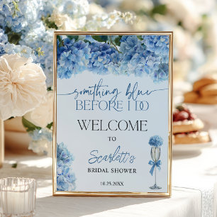 Something Blue Hydrangea Welcome Bridal Shower Poster