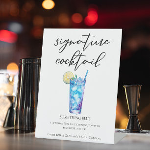 Something Blue Island Wedding Signature Cocktail Pedestal Sign