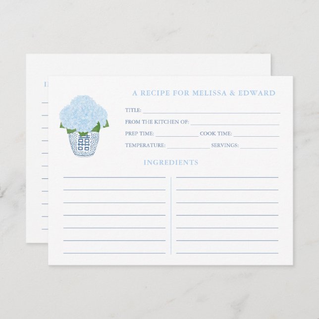 Something Blue Kitchen Bridal Shower Recipe Card (Front/Back)