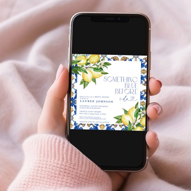 Something Blue Lemon Moroccan QR Bridal Shower Invitation (Creator Uploaded)