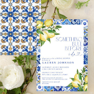 Something Blue Lemon Moroccan Tile Bridal Shower Invitation