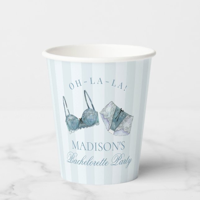 Something Blue Lingerie Shower Bachelorette Bridal Paper Cups (Front)