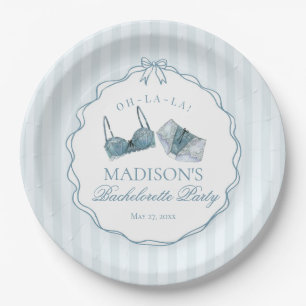Something Blue Lingerie Shower Bachelorette Bridal Paper Plate