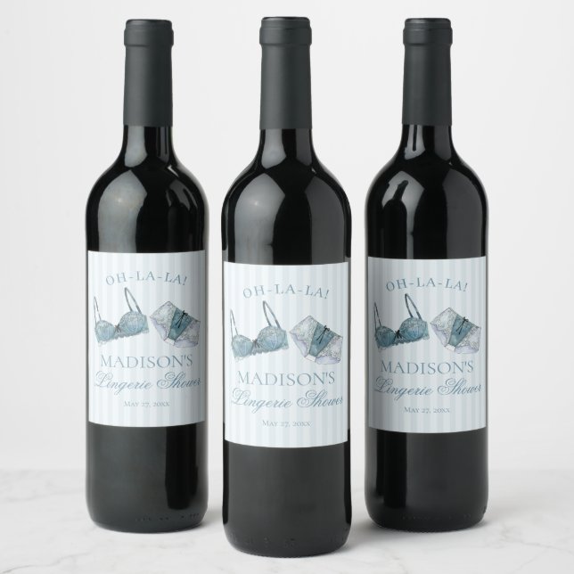 Something Blue Lingerie Shower Bachelorette Party Wine Label (Bottles)