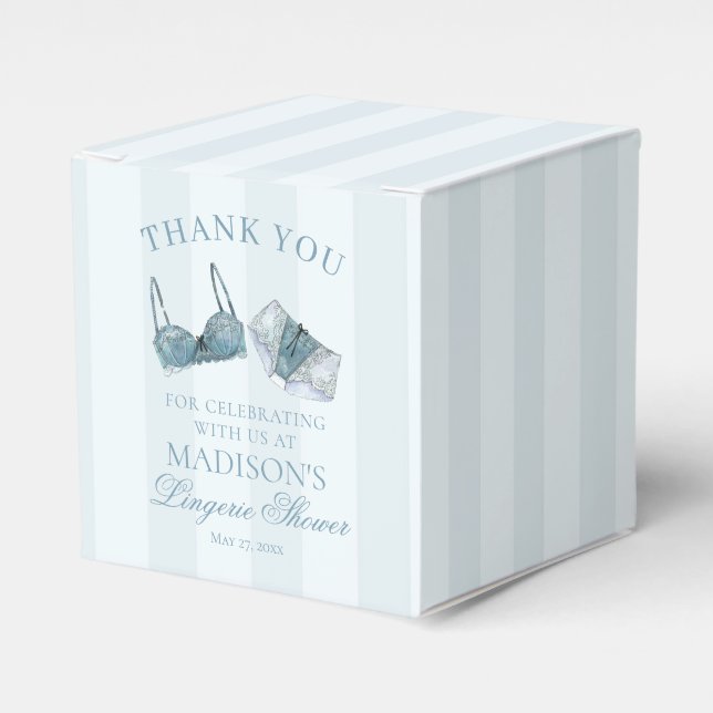Something Blue Lingerie Shower Bridal Dessert Favor Box (Front Side)