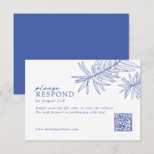 Something Blue Minimalist Botanical QR Code RSVP Card