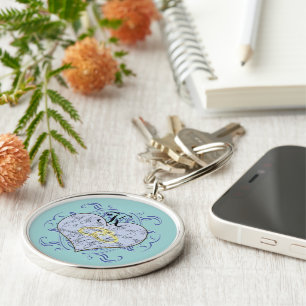 Something Blue Monogram Wedding Vow Heart Keychain