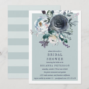 Something Blue   Peony Floral Bridal Shower Invitation
