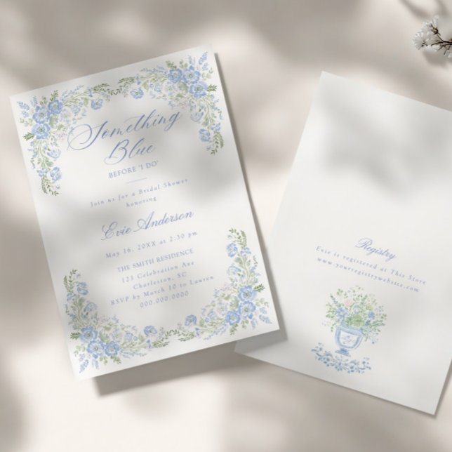 Something Blue Preppy Floral Bridal Shower Invitation (Creator Uploaded)