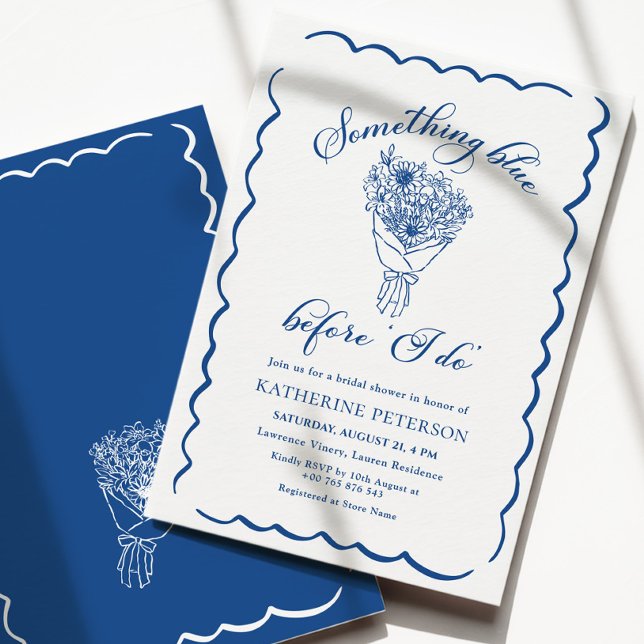 Something Blue Scalloped Bridal Shower Invitation (Creator Uploaded)