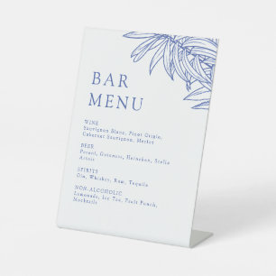 Something Blue Simple Botanical Bar Menu Pedestal Sign