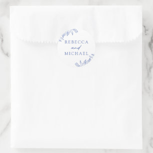 Something Blue Simple Botanical  Classic Round Sticker