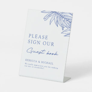 Something Blue Simple Botanical Guest Book Pedestal Sign