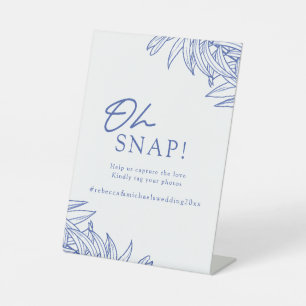 Something Blue Simple Botanical Oh Snap Photo    Pedestal Sign