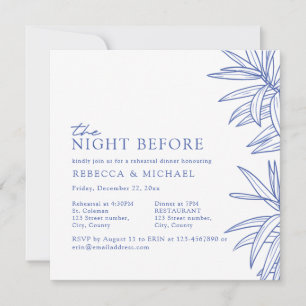 Something Blue Simple Botanical Rehearsal Dinner  Invitation