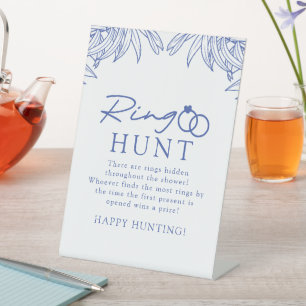 Something Blue Simple Botanical Ring Hunt Bridal  Pedestal Sign