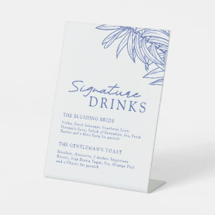 Something Blue Simple Botanical Signature Drinks   Pedestal Sign