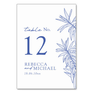 Something Blue Simple Botanical  Table Number