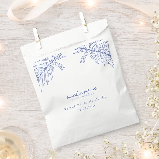 Something Blue Simple Botanical Wedding  Favour Bag (Clipped)