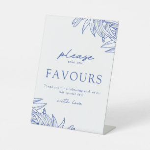 Something Blue Simple Botanical Wedding Favour Pedestal Sign