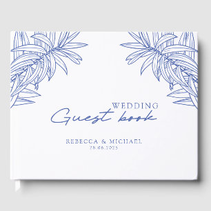 Something Blue Simple Botanical Wedding Guest Book